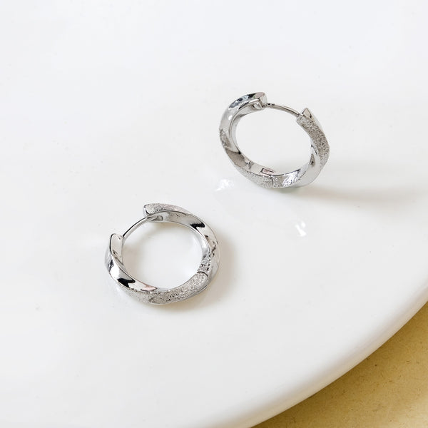 Silver Swirl Hoops