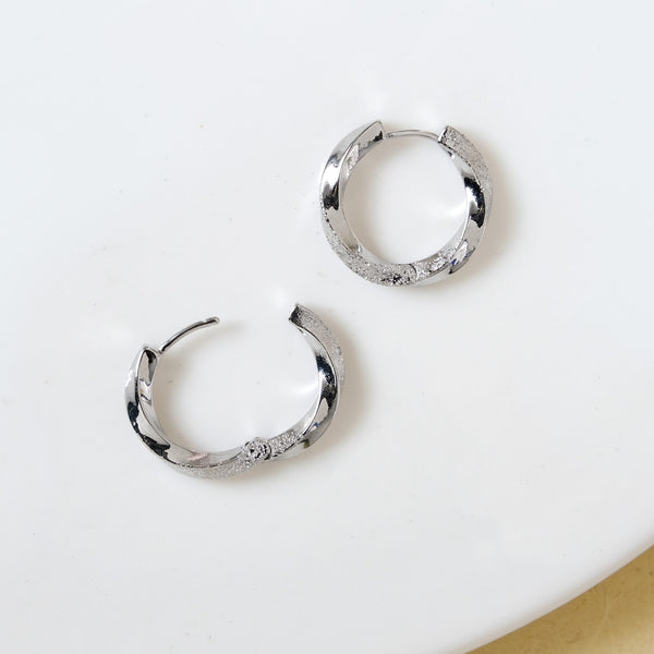 Silver Swirl Hoops