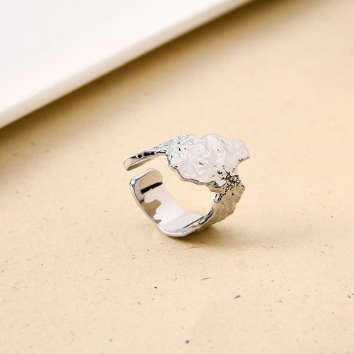 Silver Terrain Textured Statement Ring