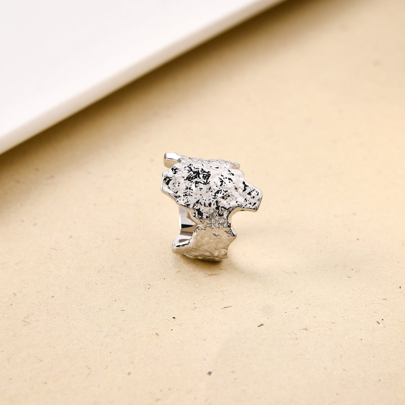 Silver Terrain Textured Statement Ring