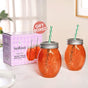 Orange Tumbler With Straw Set Of 2 400ml