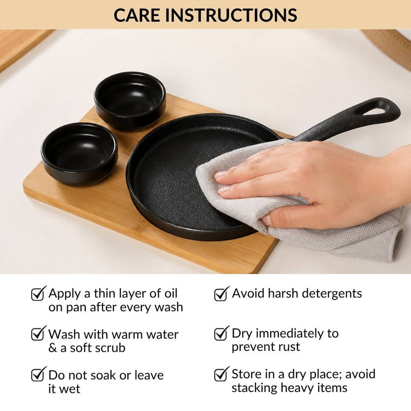Matte Black Sizzler Pan Dip Bowl Tray Set Of 4