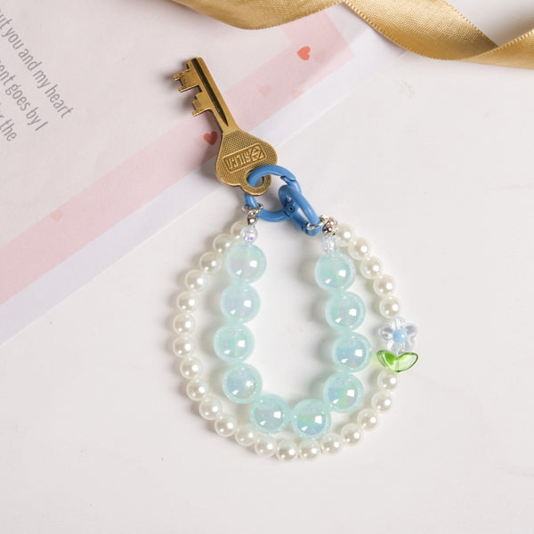 Sky Pearl Harmony Beaded Keychain