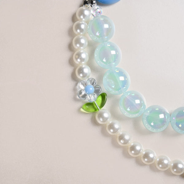 Sky Pearl Harmony Beaded Keychain