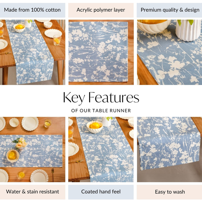 Slate Blue 8 Seater Pure Cotton Runner 264x35cm