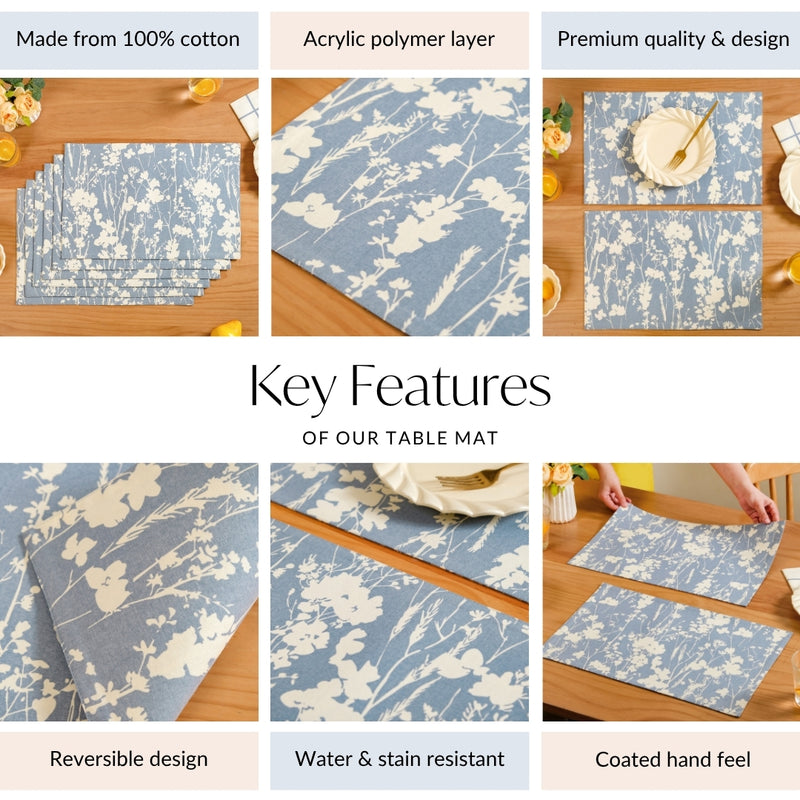 Slate Blue Cotton Placemat Set Of 6