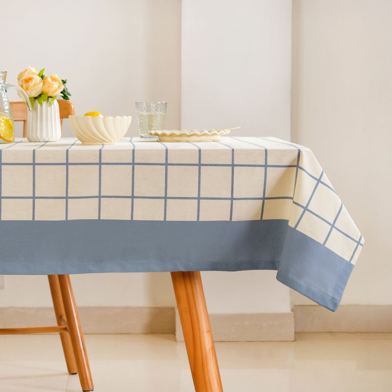 Slate Blue Pure Cotton 6 Water Resistant Seater Tablecloth 203x152cm