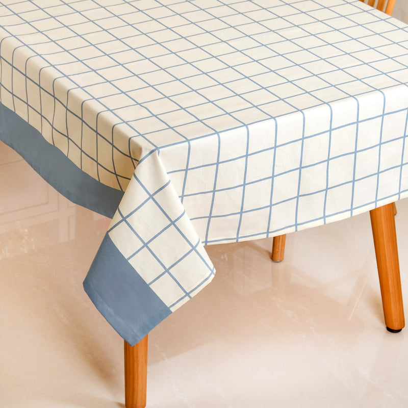 Slate Blue Pure Cotton 6 Water Resistant Seater Tablecloth 203x152cm