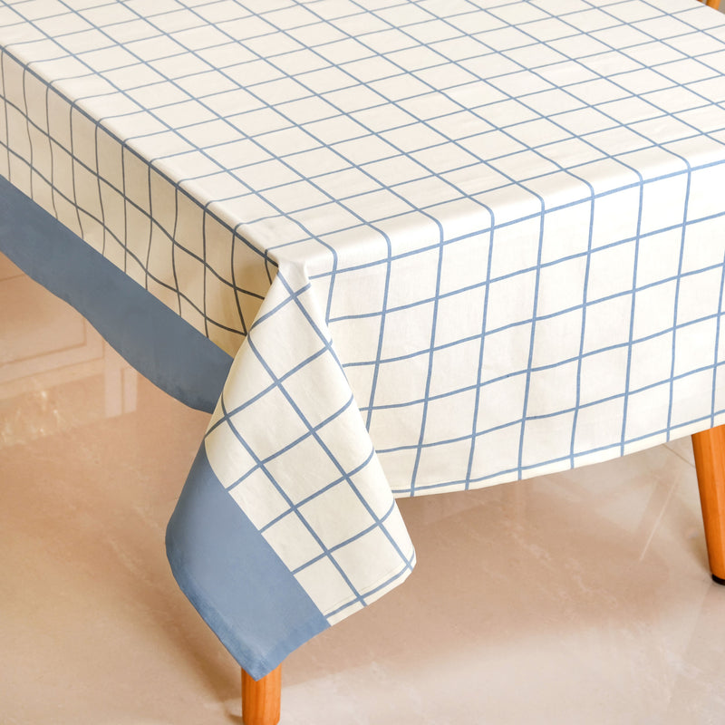 Slate Blue Pure Cotton 8 Seater Tablecloth 274x152cm