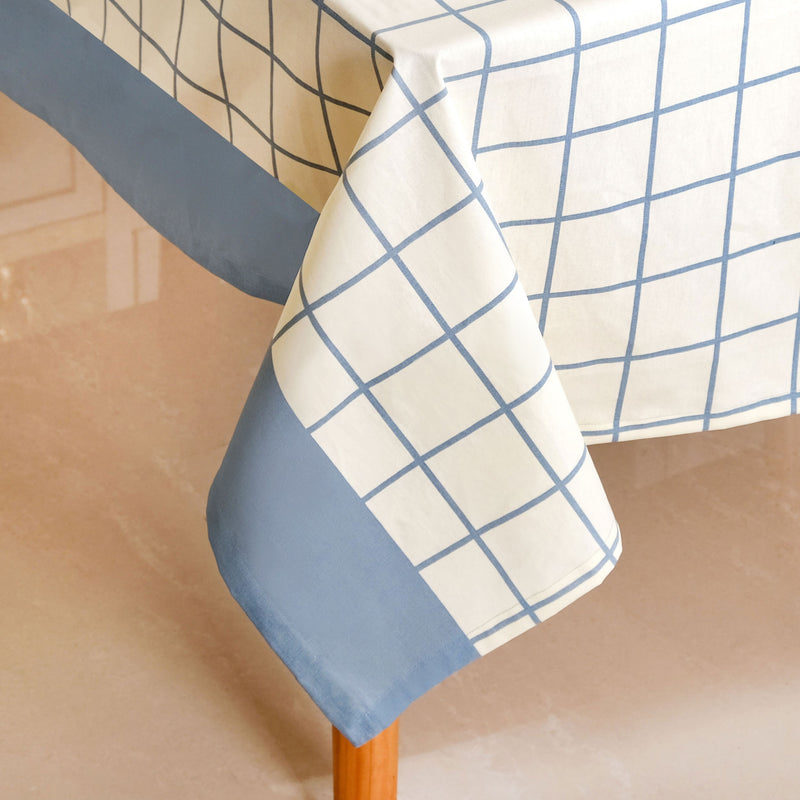 Slate Blue Pure Cotton 8 Seater Tablecloth 274x152cm