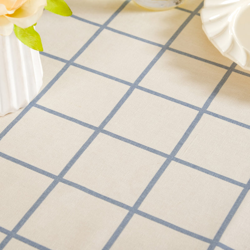 Slate Blue Pure Cotton 8 Seater Tablecloth 274x152cm