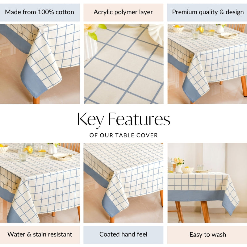 Slate Blue Pure Cotton 8 Seater Tablecloth 274x152cm