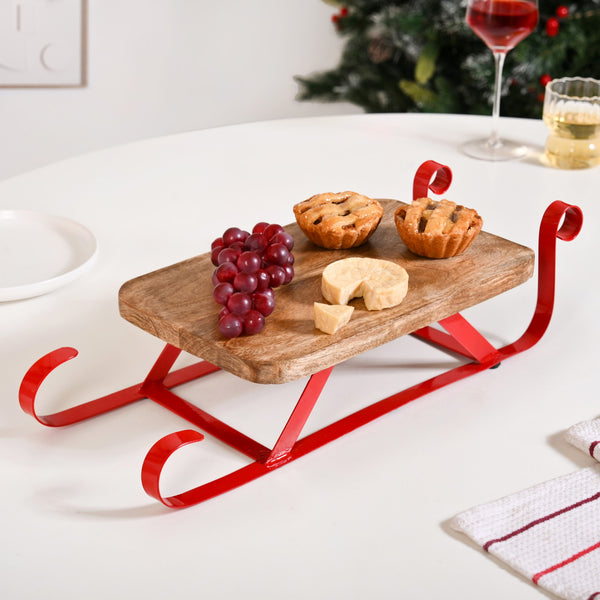 Wooden Sleigh Table Riser Serving Platter