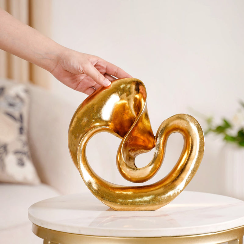 Abstract Fluid Accent Showpiece Gold- Metal showpiece, gold showpiece, abstract showpiece