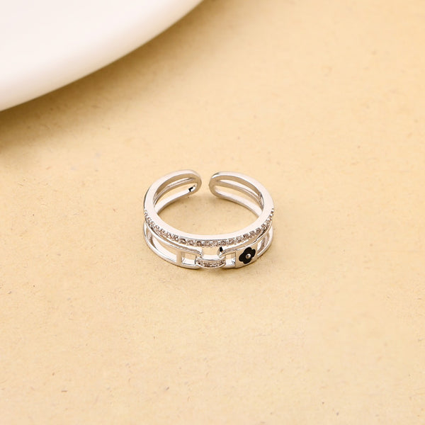 Sleek And Sparkling Silver Ring