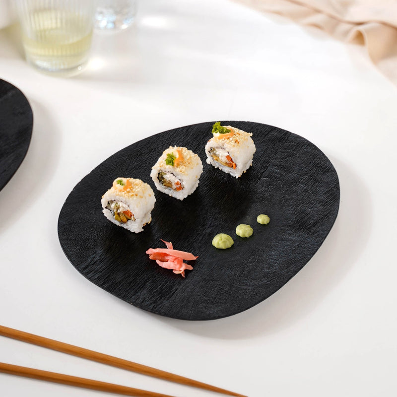Sleek Black Mango Wood Platter Small -Serving platter, black platter, wooden platter, snacks serving platter, platter for snacks