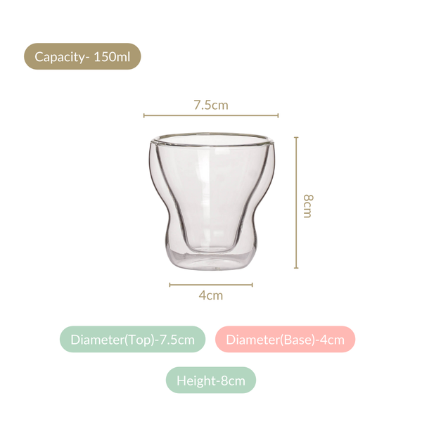 Sleek Modern Double Wall Glass Tumbler Set Of 4 150ml