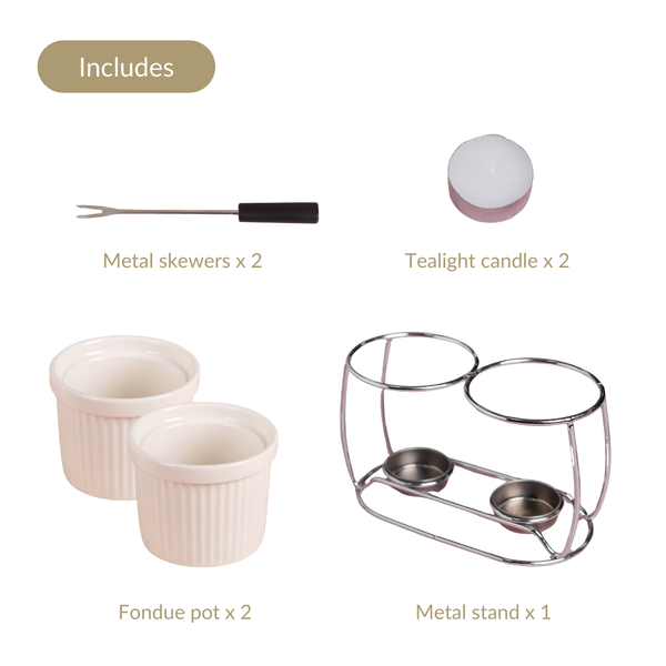 Double Bowl Ceramic Fondue Set