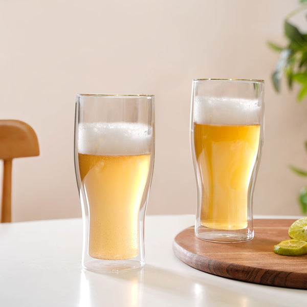 Double Wall Tall Beer Glass Set Of 2 750ml