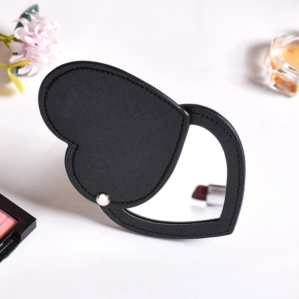 Heart Shaped Foldable Pocket Mirror Black