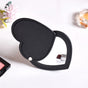 Heart Shaped Foldable Pocket Mirror Black - black pocket mirror, heart-shaped mirror, compact travel mirror, stylish makeup mirror