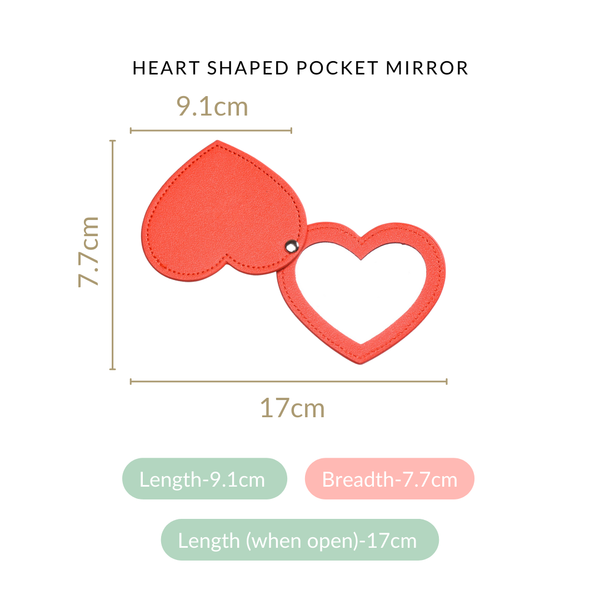 Heart Shaped Pocket Mirror Red