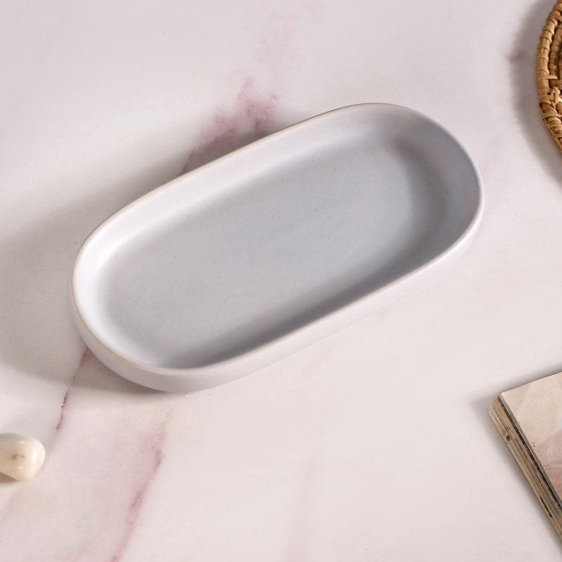 Zen Bloom Ceramic Bathroom Set of 3 Light Grey