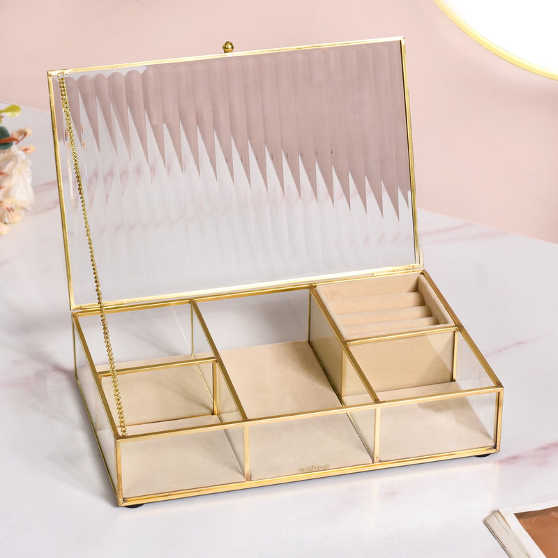 Multicompartment Velvet Cushioned Jewellery Box