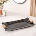 Meshwork Pattern Metal Serving Tray Black 17x8 Inch