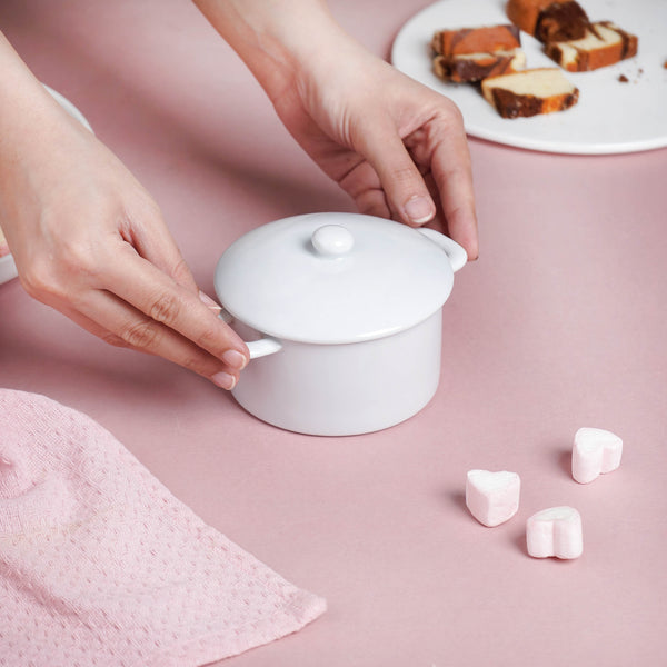 Mini Ceramic Casserole Dish With Lid White Set Of 2