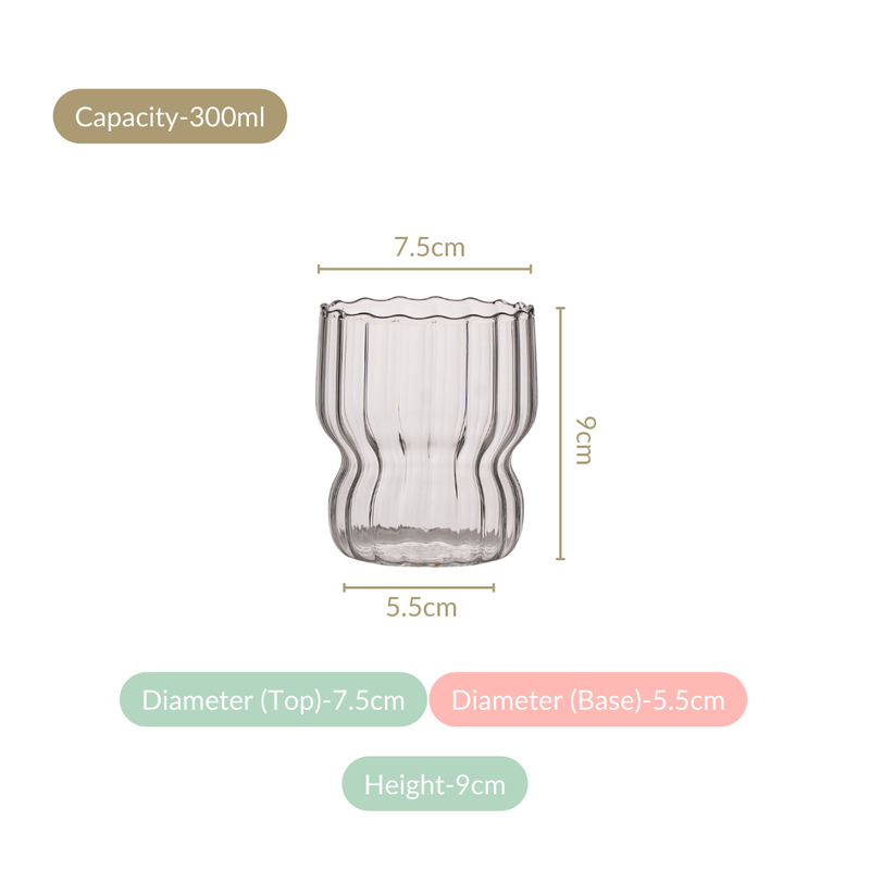 Transparent Curvy Glass Tumbler Set Of 4 300ml