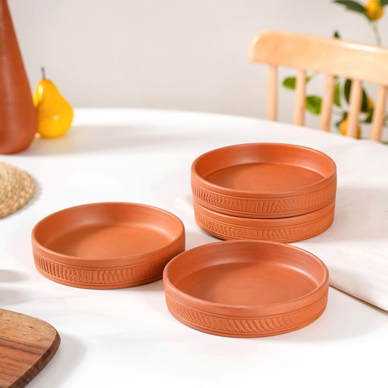 Earthen Terracotta Snack Plates Set Of 4