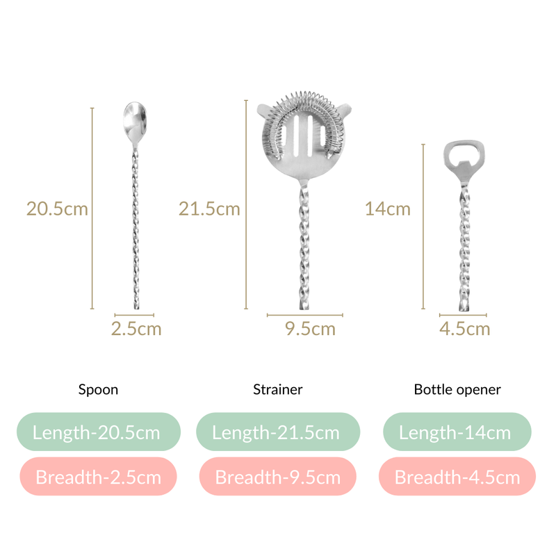 Sleek Stainless Steel Mixology Bar Tool Set Of 6