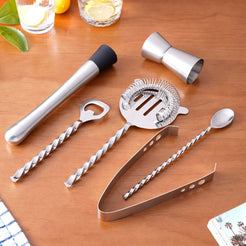 Sleek Stainless Steel Mixology Bar Tool Set Of 6