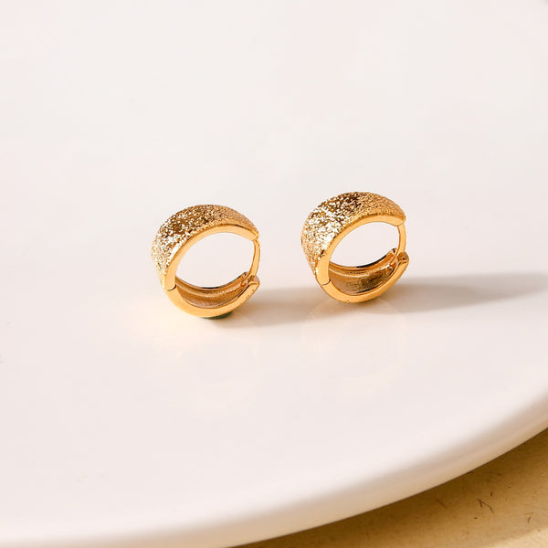 Sleek Textured Gold Hoop Earrings