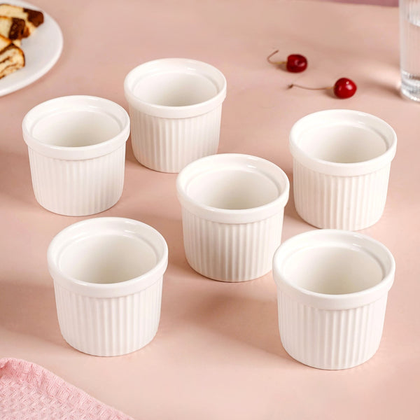 White Baking Ceramic Ramekin Set Of 6 150ml