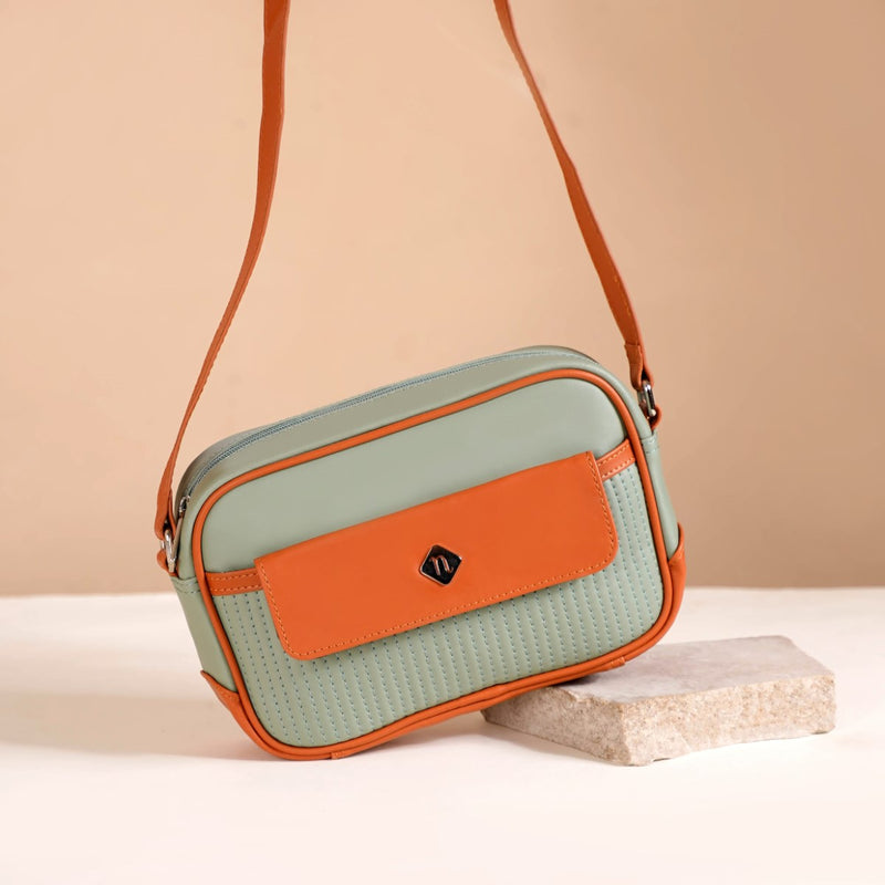 La Fusion Sling Bag For Women Sage Green Tan
