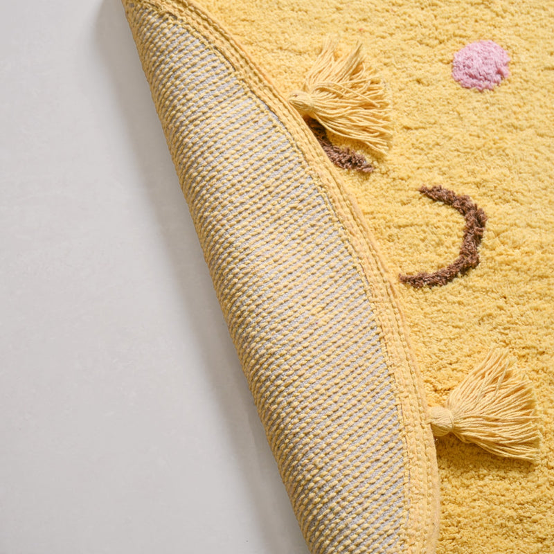 Smiley Sunshine Cotton Anti Slip Round Floor Mat 73cm