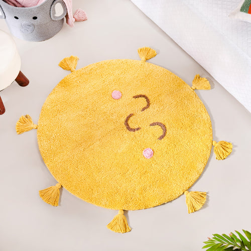 Smiley Sunshine Cotton Anti Slip Round Floor Mat 73cm