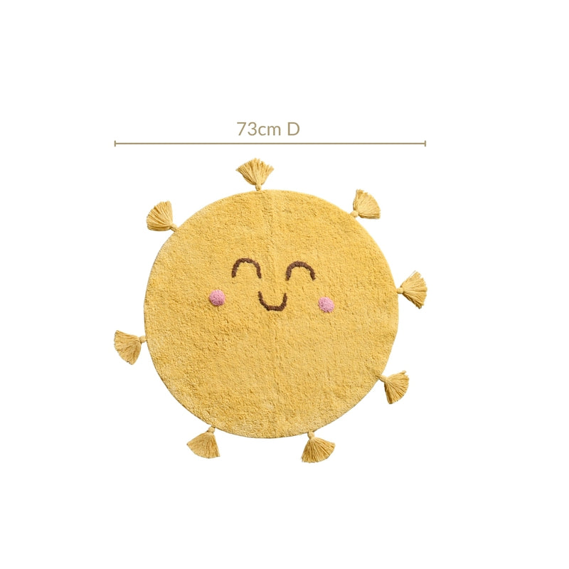 Smiley Sunshine Cotton Anti Slip Round Floor Mat 73cm