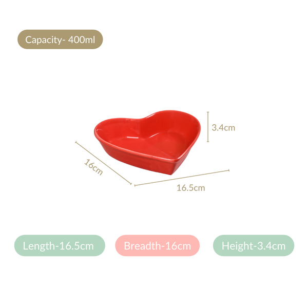 Red Heart Ceramic Plate For Starters Set Of 6