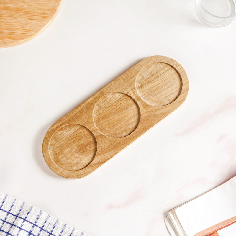 Snack Bowls Set Of 3 With Acacia Wood Tray