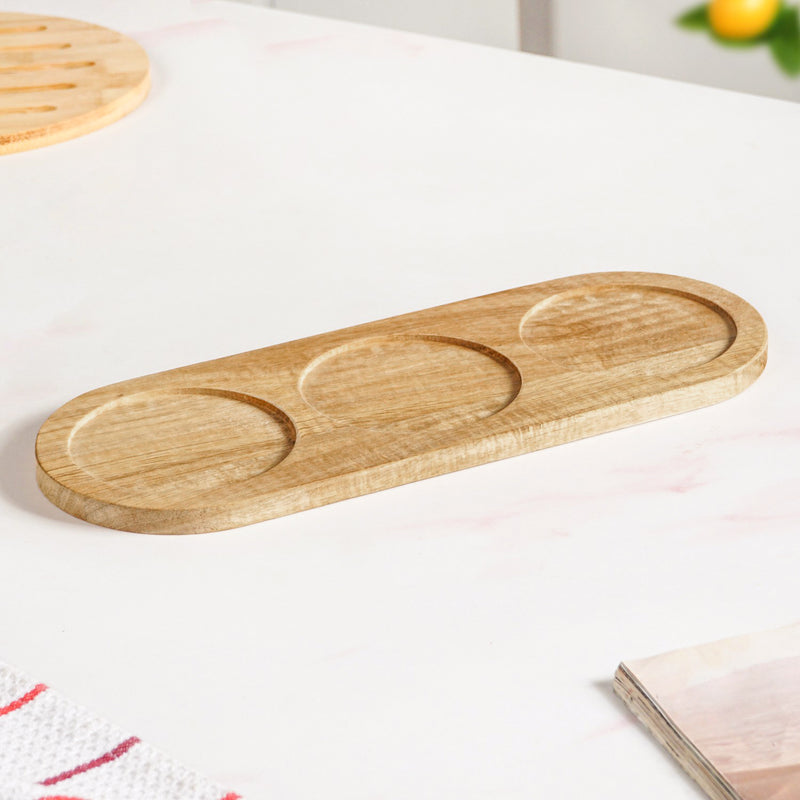 Snack Bowls Set Of 3 With Acacia Wood Tray
