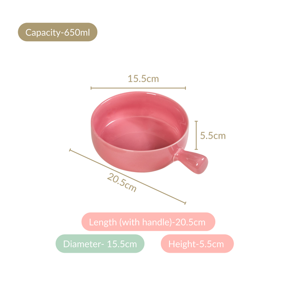 Bowl With Handle Pink 650ml