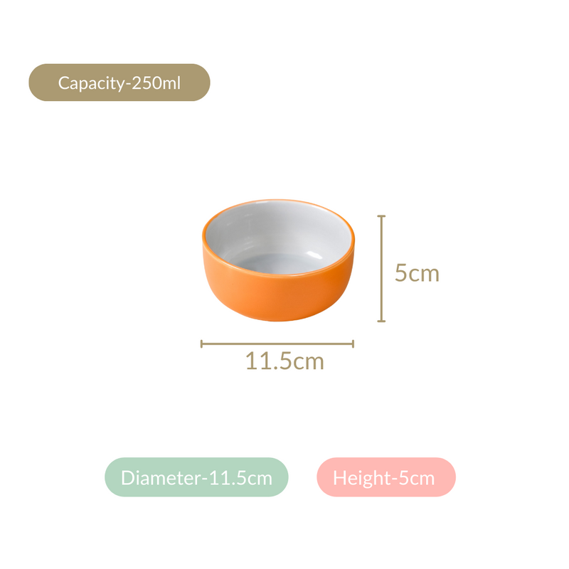 Set Of 4 Zoella Snack Bowls Orange 250ml - dessert bowls, serving bowls set, snack bowls, icecream bowls, ceramic bowls