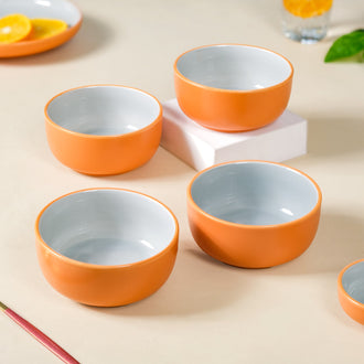 Set Of 4 Zoella Snack Bowls Orange 250ml - dessert bowls, serving bowls set, snack bowls, icecream bowls, ceramic bowls