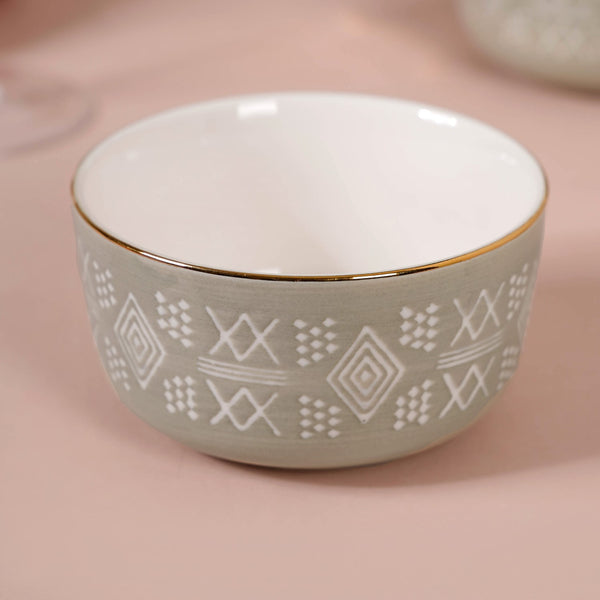 Azo Ceramic Side Snack Bowl Grey Set Of 4 340ml