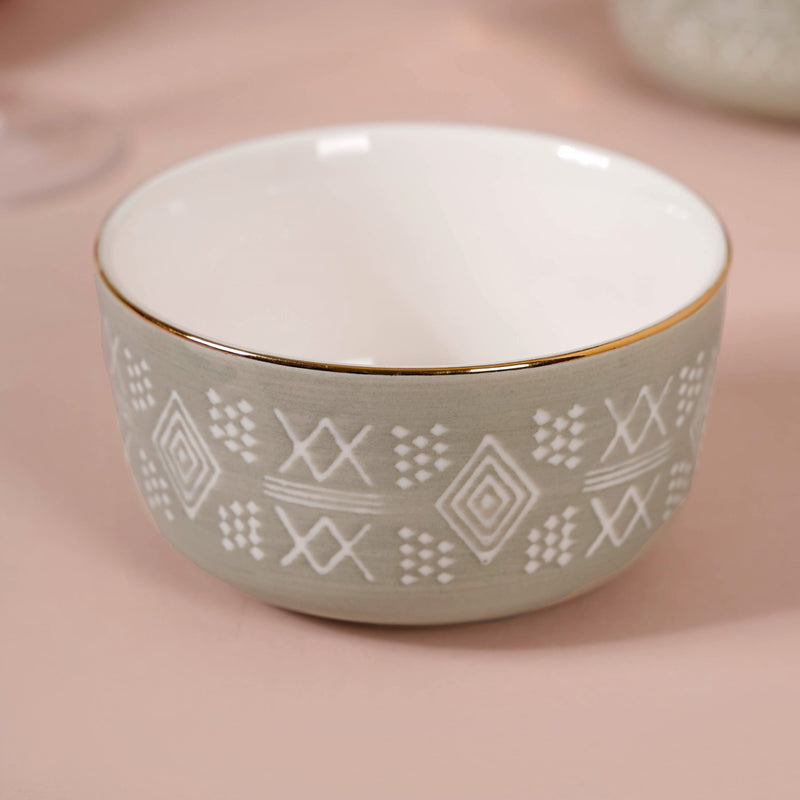 Azo Ceramic Side Snack Bowl Grey Set Of 4 340ml - Snack bowls, ceramic bowls, serving bowls, soup bowls, snack bowl set