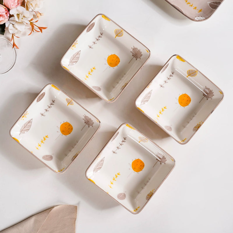 Dandelion Square Snack Bowl Set Of 4 600ml - Microwave safe bowls, serving bowls, square bowls,large bowls, serving dishes