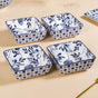 Set Of 4 Blue Blossom Square Snack Bowls 600ml - Serving bowls, ceramic serving bowls, serving bowls set, snack bowls, snack bowls set, ceramic bowls